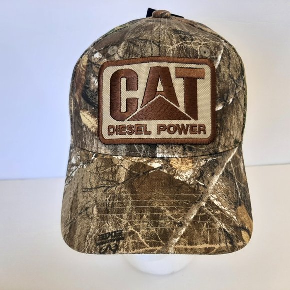 Cat Diesel Power Embroidered Patch Trucker Strapback Camouflage Hat Cap - Picture 2 of 5